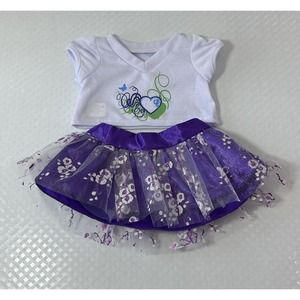 Purple Passion Hearts Dress Outfit Teddy Bear Clothes Fits‎ Most 14" - 18"